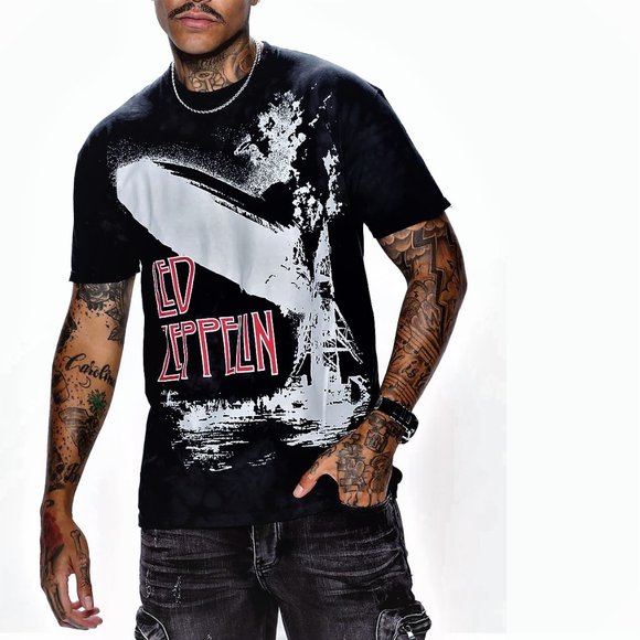 Led Zeppelin Hindenburg Disaster metal rock Official T-Shirt L NWT - Picture 1 of 3